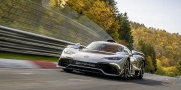 Mercedes-AMG ONE front three quarter view on track