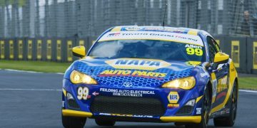 Toyota 86 race car on track front view