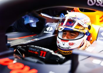 NORTHAMPTON, ENGLAND - FEBRUARY 13: Sergio Perez of Mexico and Oracle Red Bull Racing prepares to drive in the garage during the Red Bull Racing RB20 Filming Day at Silverstone on February 13, 2024 in Northampton, England. (Photo by Mark Thompson/Getty Images for Red Bull Racing) // Getty Images / Red Bull Content Pool // SI202402210311 // Usage for editorial use only //