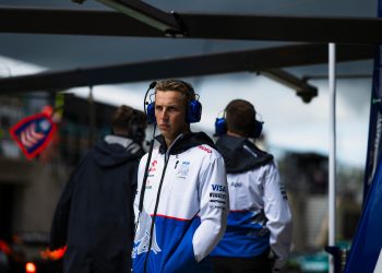 NORTHAMPTON, ENGLAND - JULY 06: Liam Lawson of New Zealand and Visa Cash App RB looks on in the Pitlane during qualifying ahead of the F1 Grand Prix of Great Britain at Silverstone Circuit on July 06, 2024 in Northampton, England. (Photo by Rudy Carezzevoli/Getty Images) // Getty Images / Red Bull Content Pool // SI202407060544 // Usage for editorial use only //