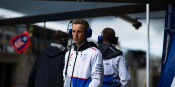 NORTHAMPTON, ENGLAND - JULY 06: Liam Lawson of New Zealand and Visa Cash App RB looks on in the Pitlane during qualifying ahead of the F1 Grand Prix of Great Britain at Silverstone Circuit on July 06, 2024 in Northampton, England. (Photo by Rudy Carezzevoli/Getty Images) // Getty Images / Red Bull Content Pool // SI202407060544 // Usage for editorial use only //