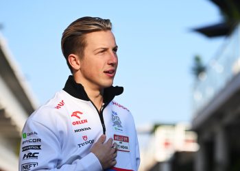 AUSTIN, TEXAS - OCTOBER 17: Liam Lawson of New Zealand and Visa Cash App RB looks on in the Paddock during previews ahead of the F1 Grand Prix of United States at Circuit of The Americas on October 17, 2024 in Austin, Texas. (Photo by Rudy Carezzevoli/Getty Images) // Getty Images / Red Bull Content Pool // SI202410170233 // Usage for editorial use only //