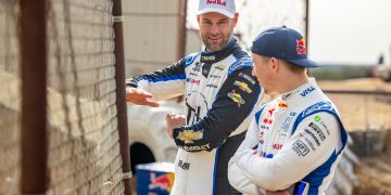 Shane van Gisbergen and Liam Lawson at the Cotton Bowl Speedway in Paige, TX, USA on 16 October, 2024. // Garth Milan / Red Bull Content Pool // SI202411050490 // Usage for editorial use only //