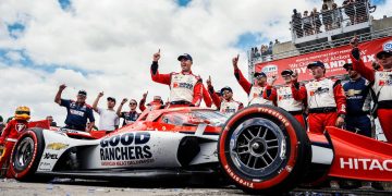 #3: Scott McLaughlin, Team Penske Chevrolet in Victory Lane.